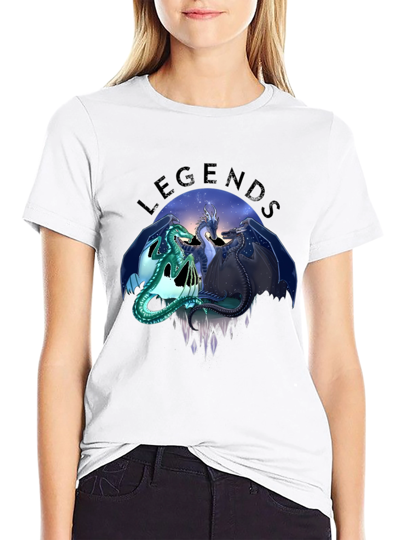 Legends Dragon Graphic T-Shirt - Black