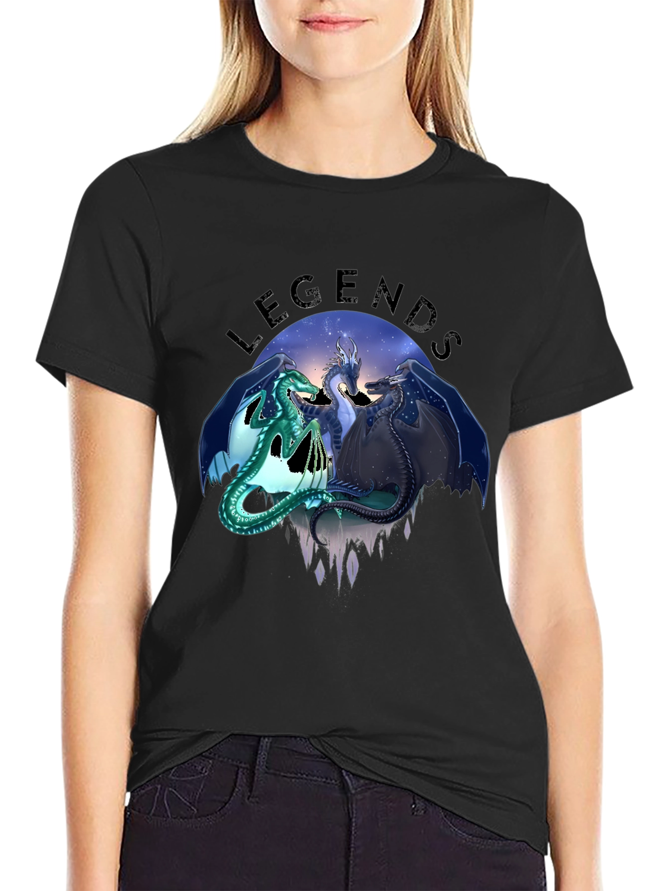 Legends Dragon Graphic T-Shirt - Black