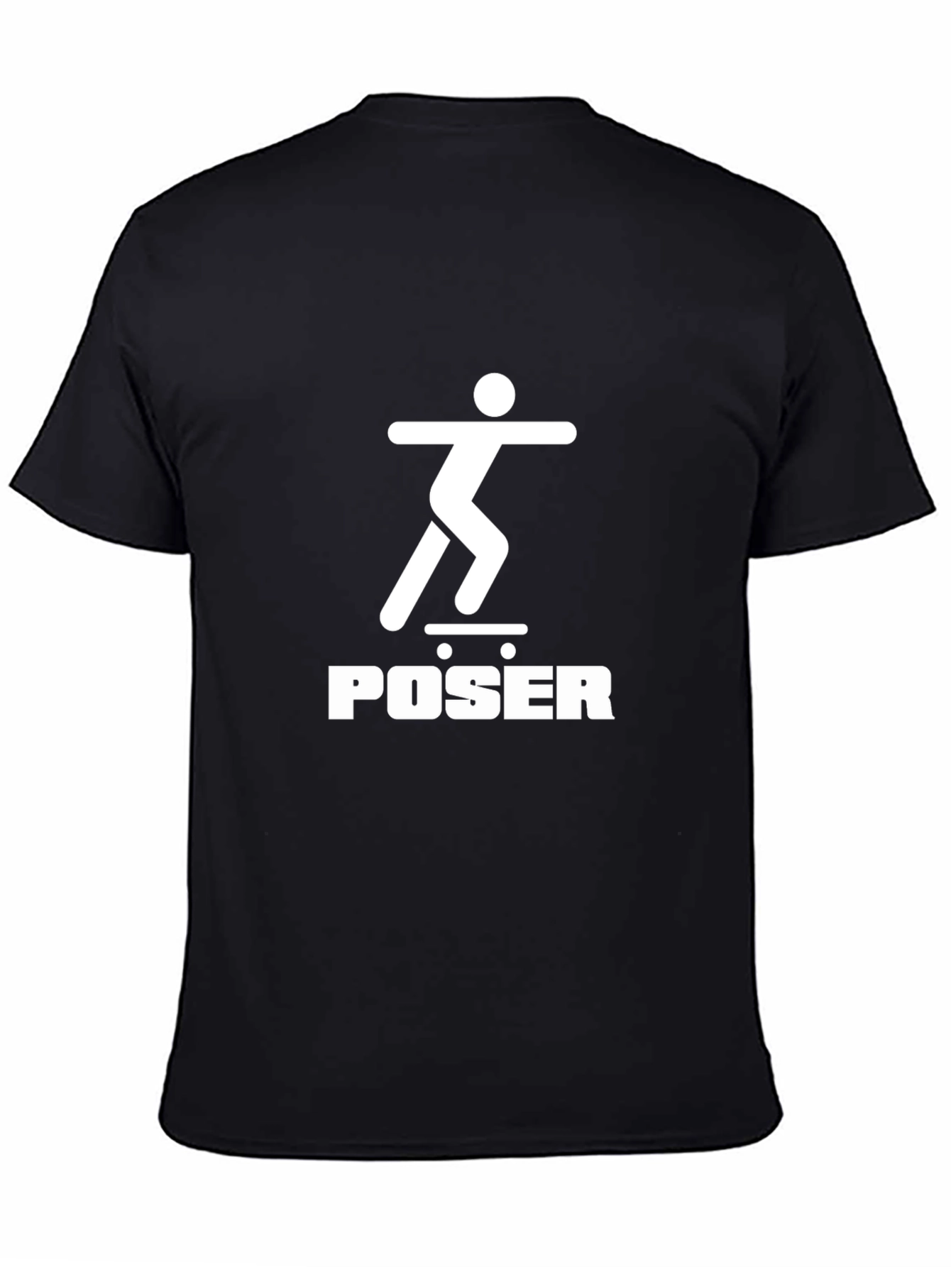 Skateboarder Poser Graphic Tee - Black Crew Neck