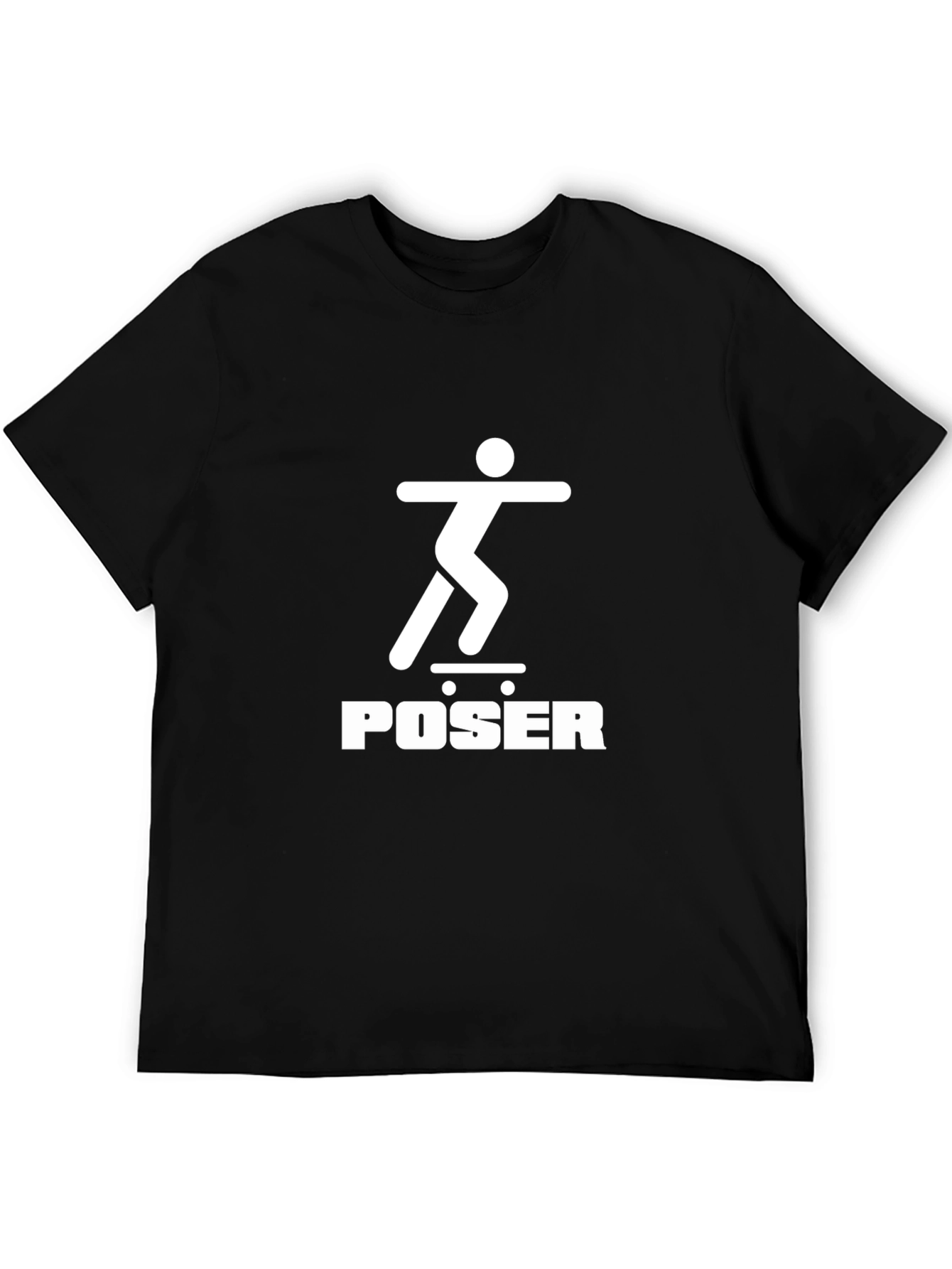 Skateboarder Poser Graphic Tee - Black Crew Neck