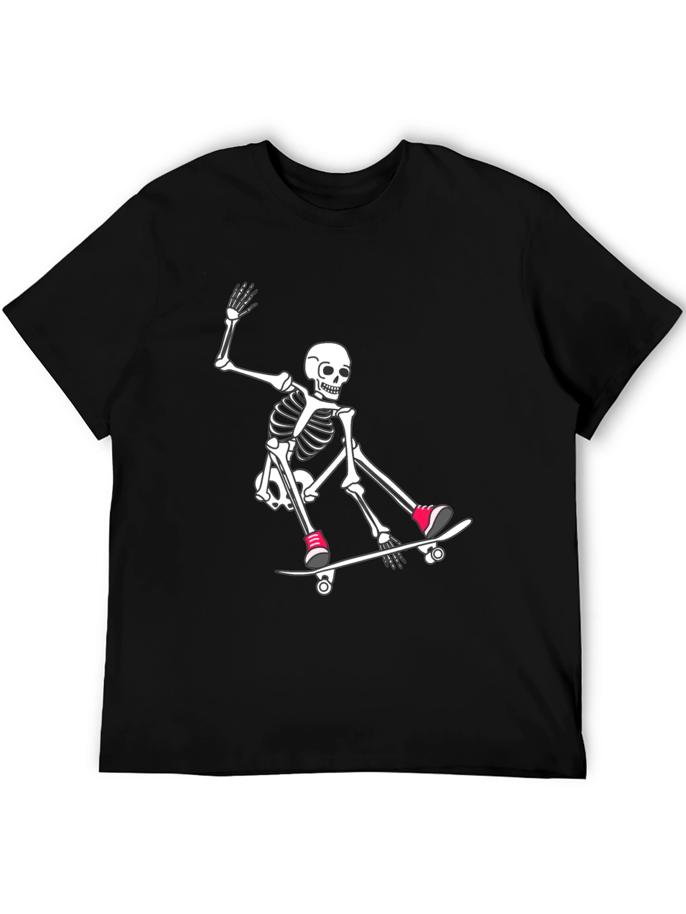 Skateboarding Skeleton Graphic Tee - Black T-Shirt