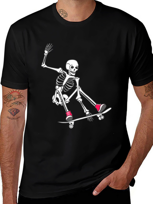 Skateboarding Skeleton Graphic Tee - Black T-Shirt
