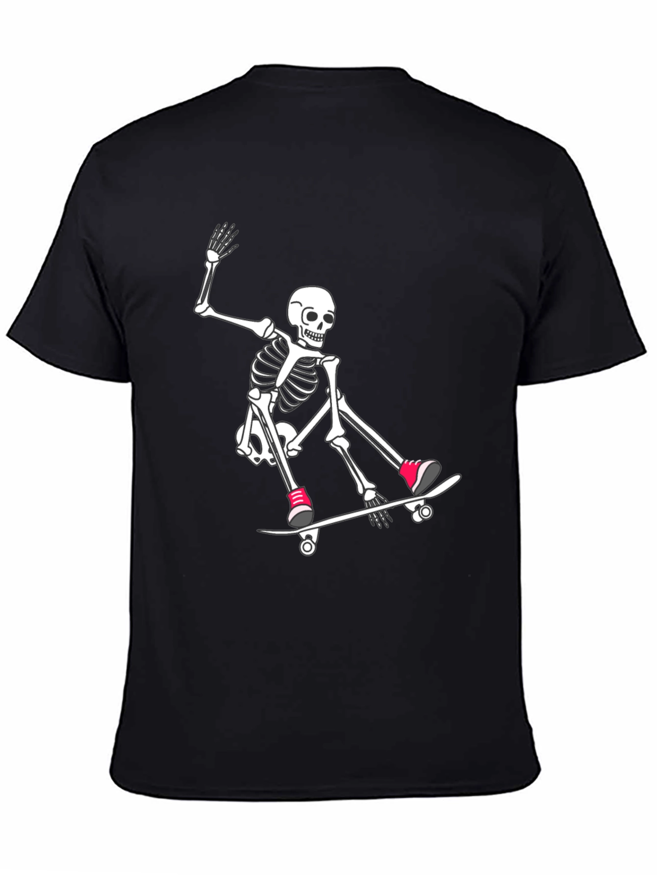Skateboarding Skeleton Graphic Tee - Black T-Shirt