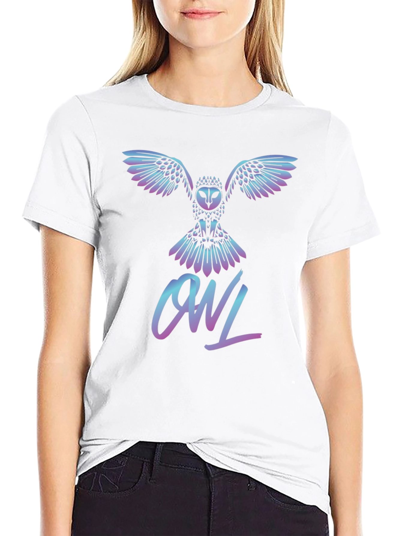 Owl Graphic T-Shirt - Stylish Crew Neck Tee