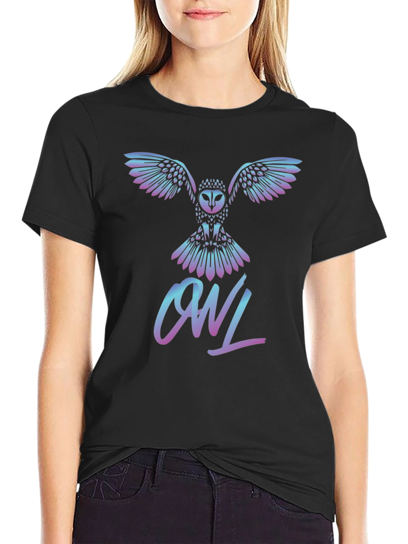 Owl Graphic T-Shirt - Stylish Crew Neck Tee