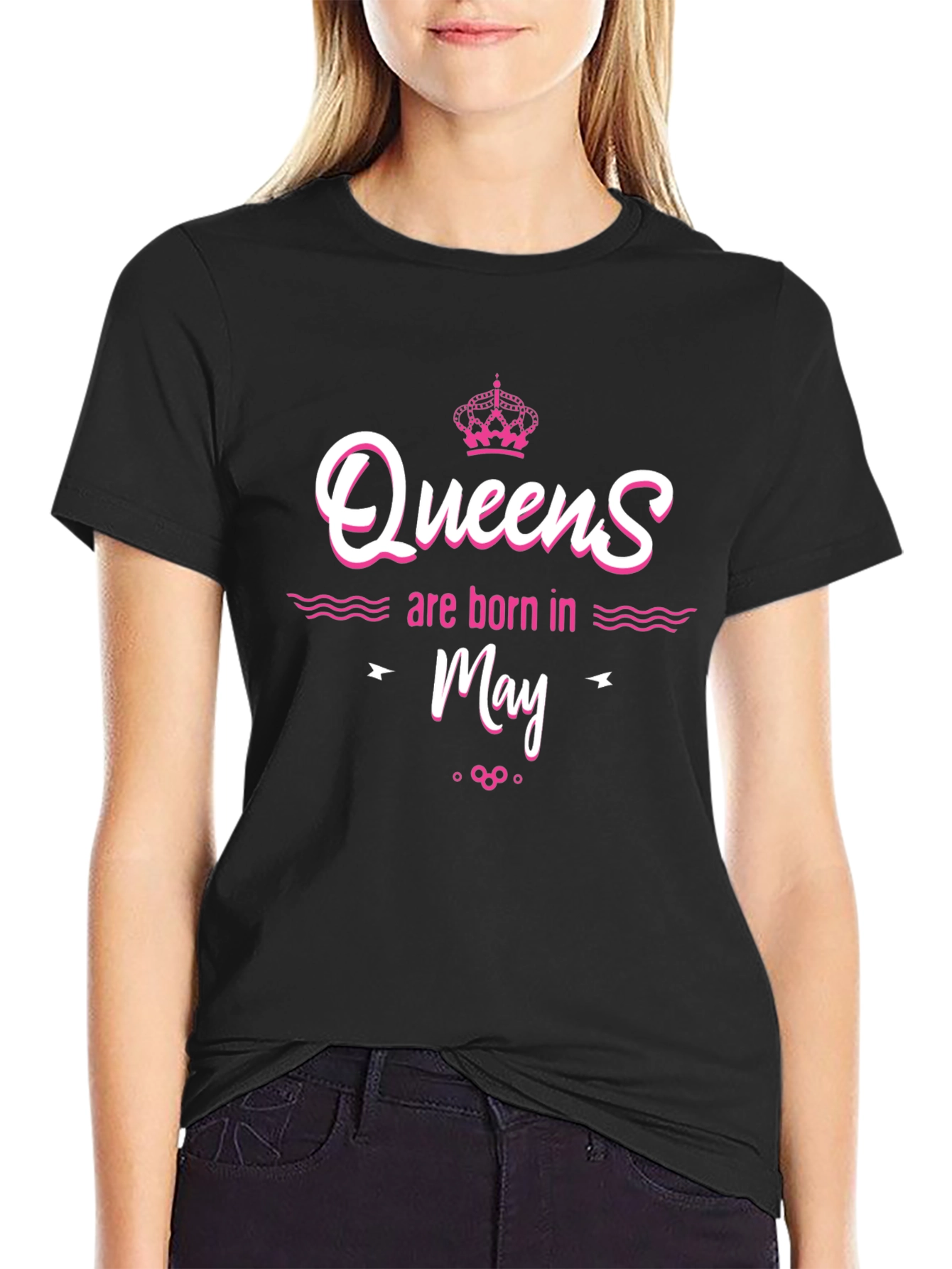 Queens Are Born In May Black T-Shirt