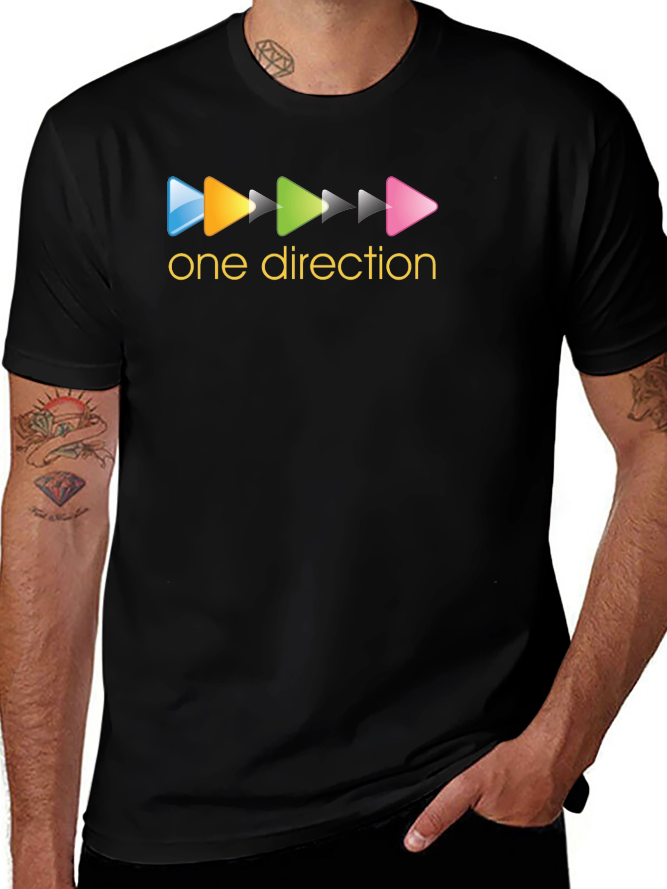 One Direction Play Button Black T-Shirt