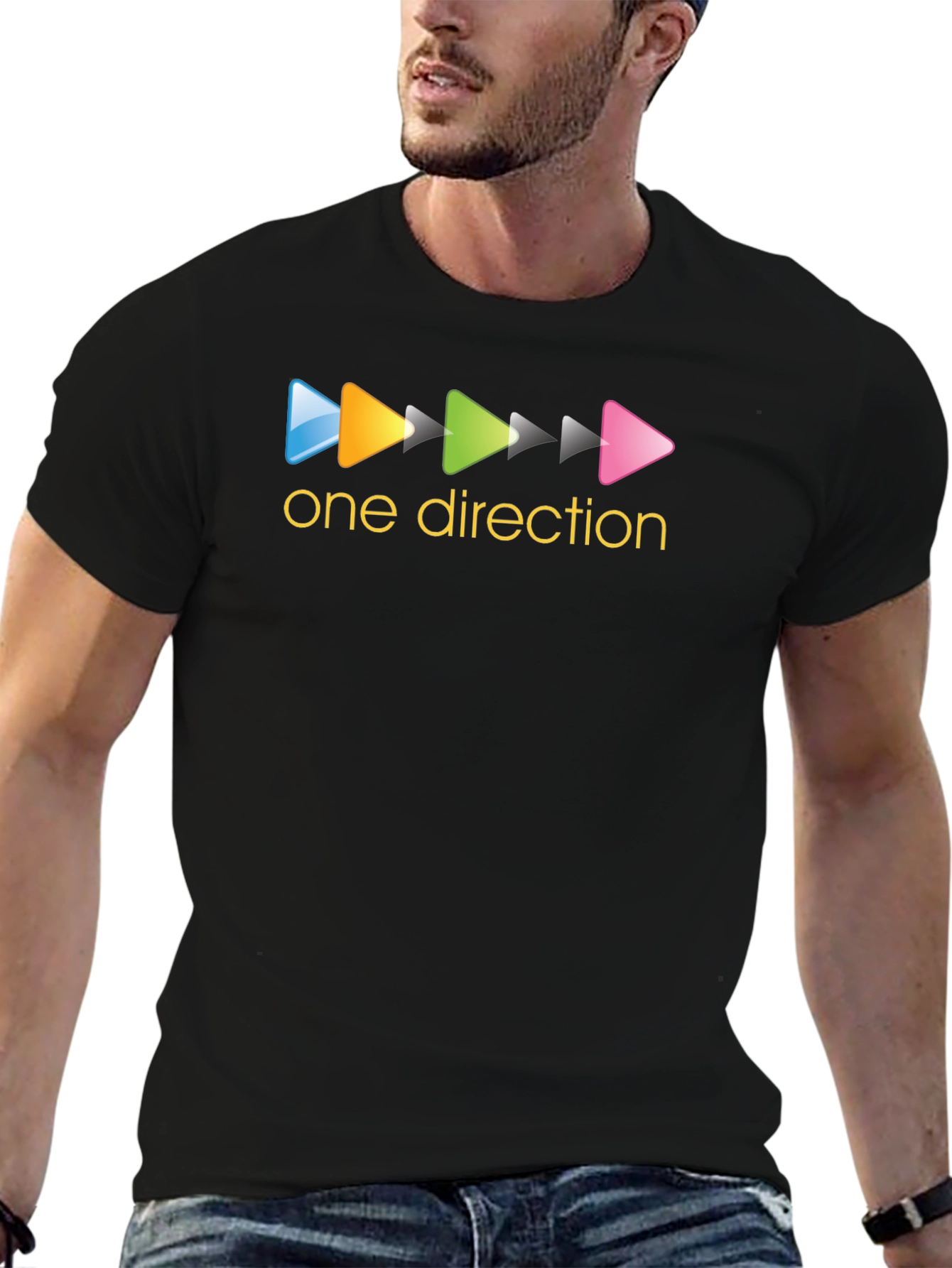 One Direction Play Button Black T-Shirt