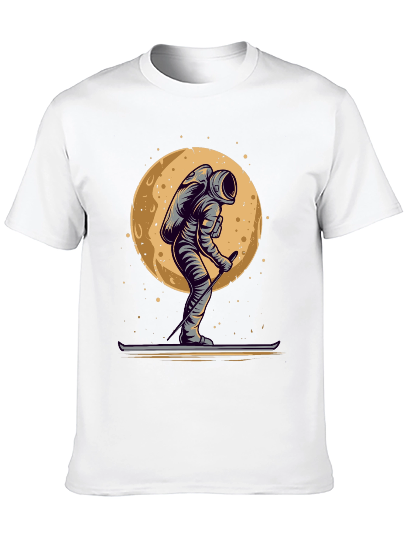 Astronaut Skiing on the Moon Graphic T-Shirt