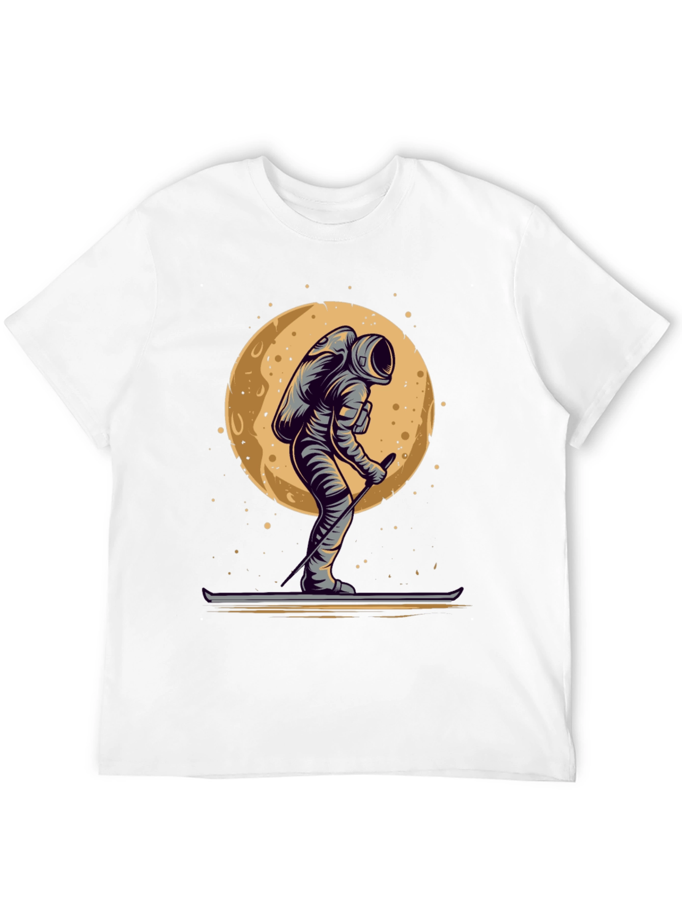 Astronaut Skiing on the Moon Graphic T-Shirt