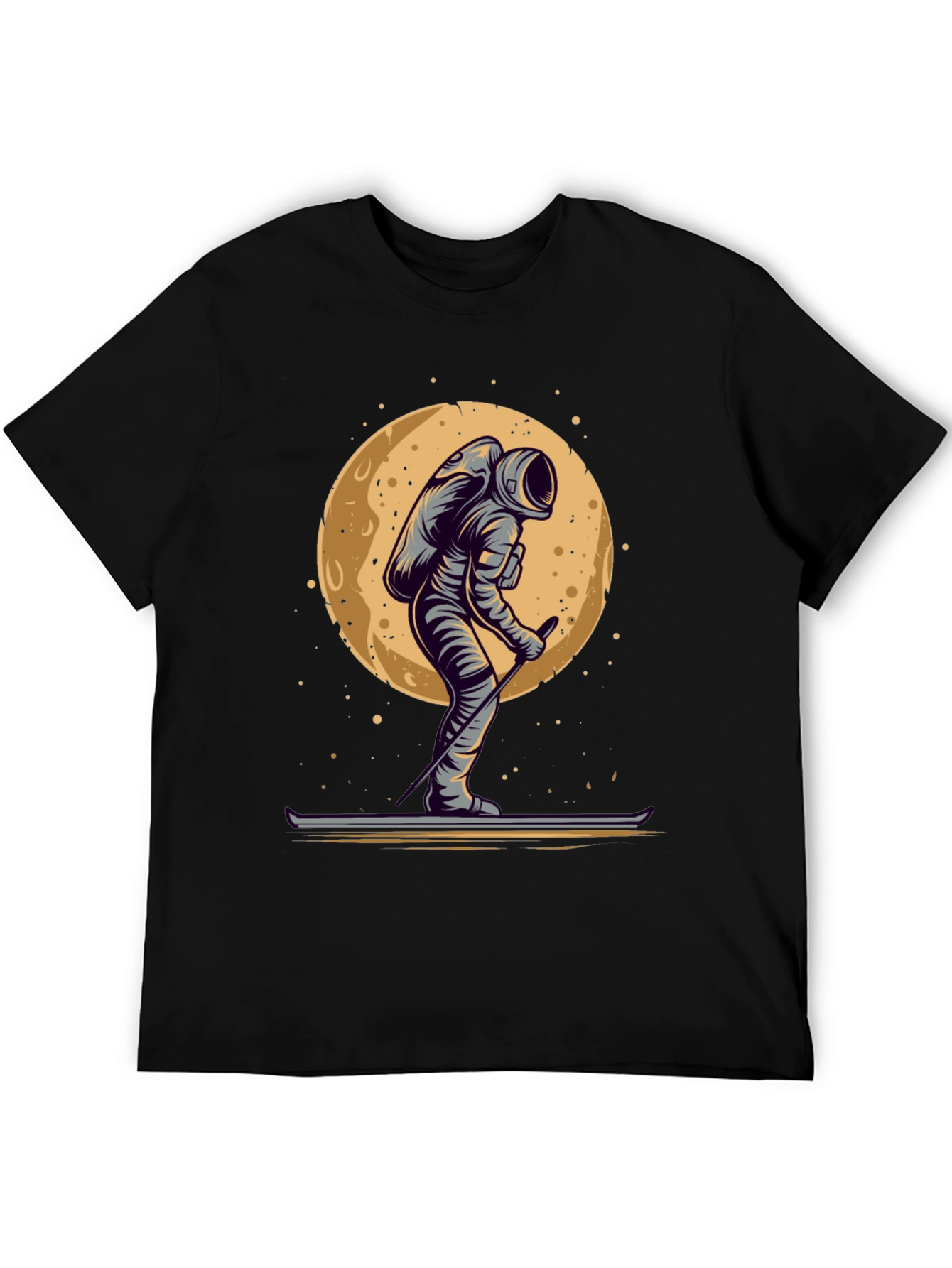 Astronaut Skiing on the Moon Graphic T-Shirt
