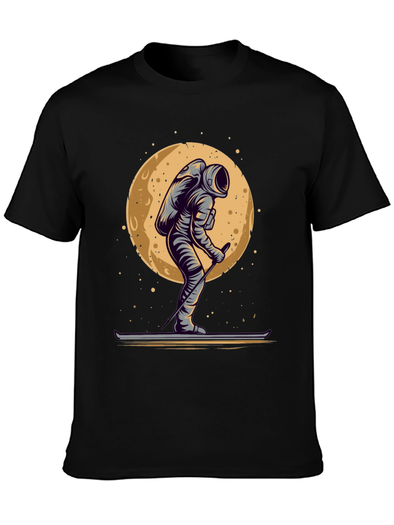 Astronaut Skiing on the Moon Graphic T-Shirt