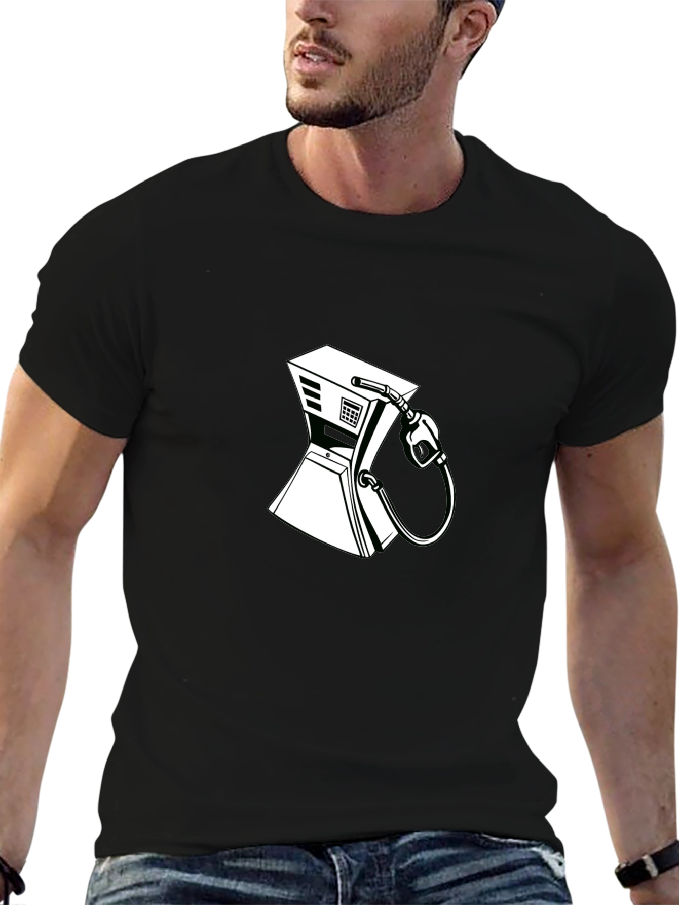 Gas Pump Graphic Tee - Cool Design Black T-Shirt