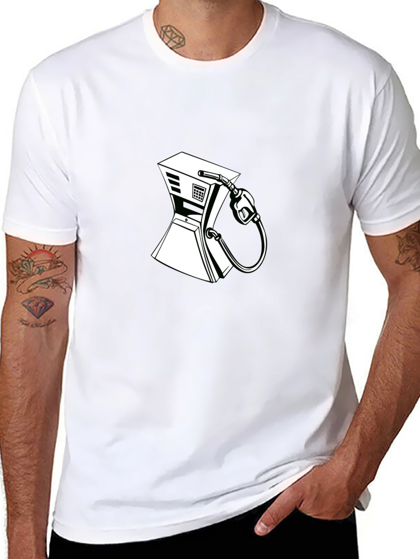 Gas Pump Graphic Tee - Cool Design Black T-Shirt