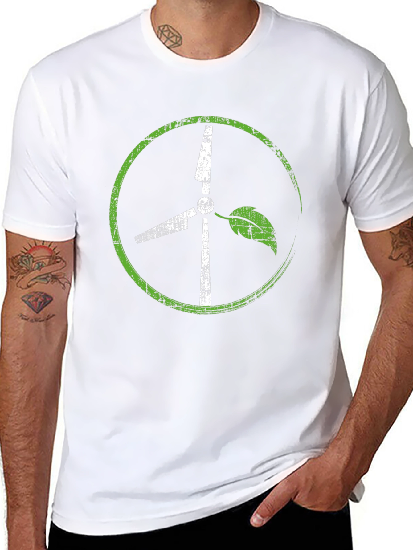 Eco-Friendly Wind Turbine Graphic T-Shirt