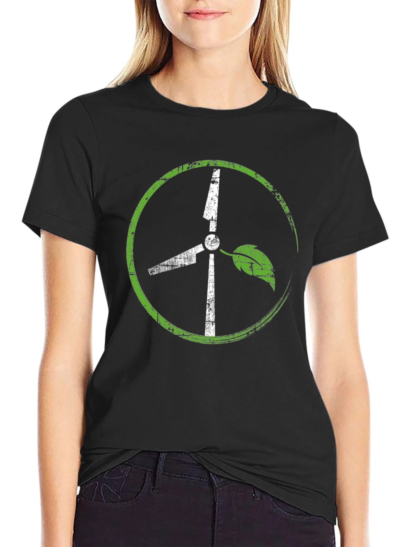 Eco-Friendly Wind Turbine Graphic T-Shirt