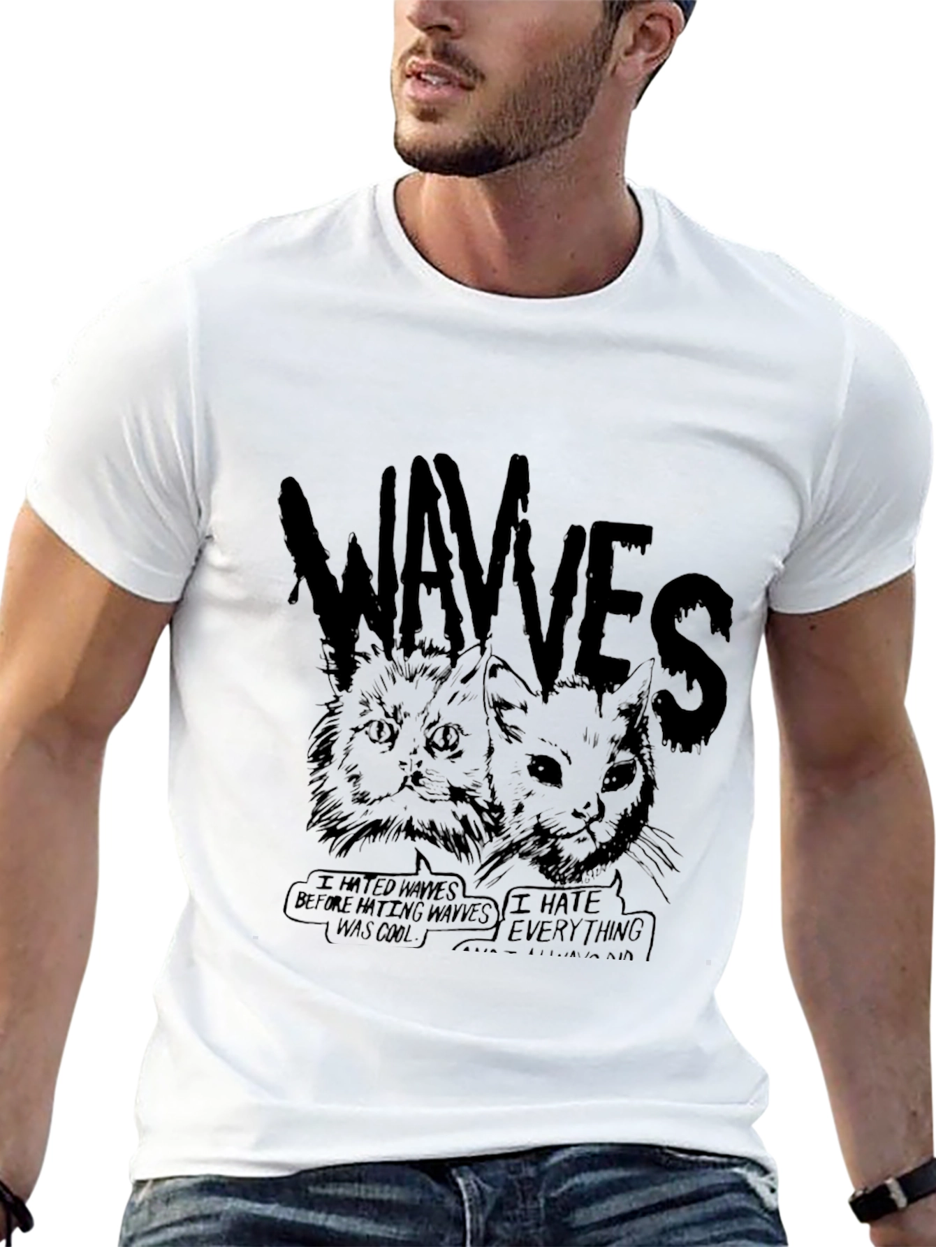 WAVVES Cat Graphic Black T-Shirt