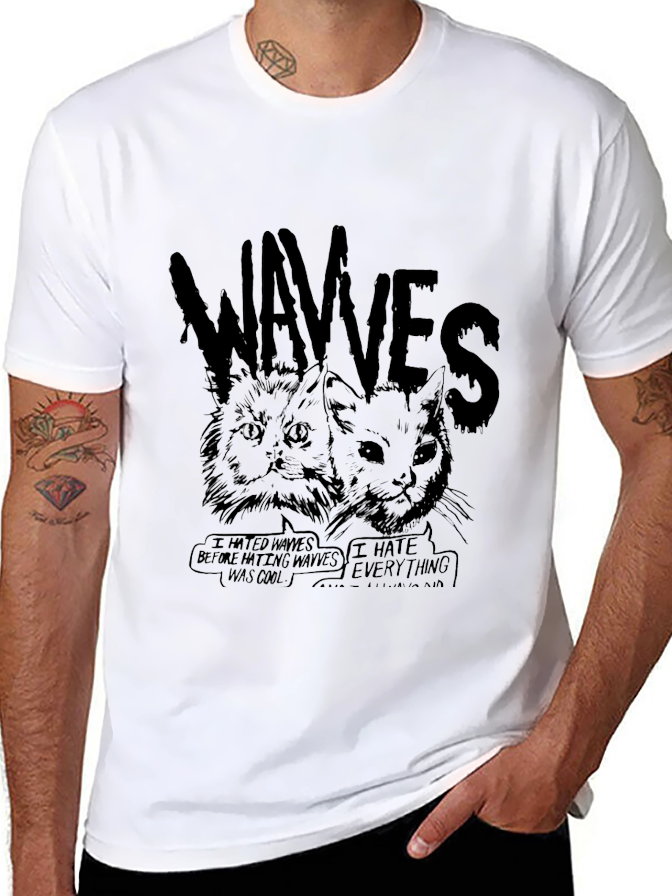 WAVVES Cat Graphic Black T-Shirt