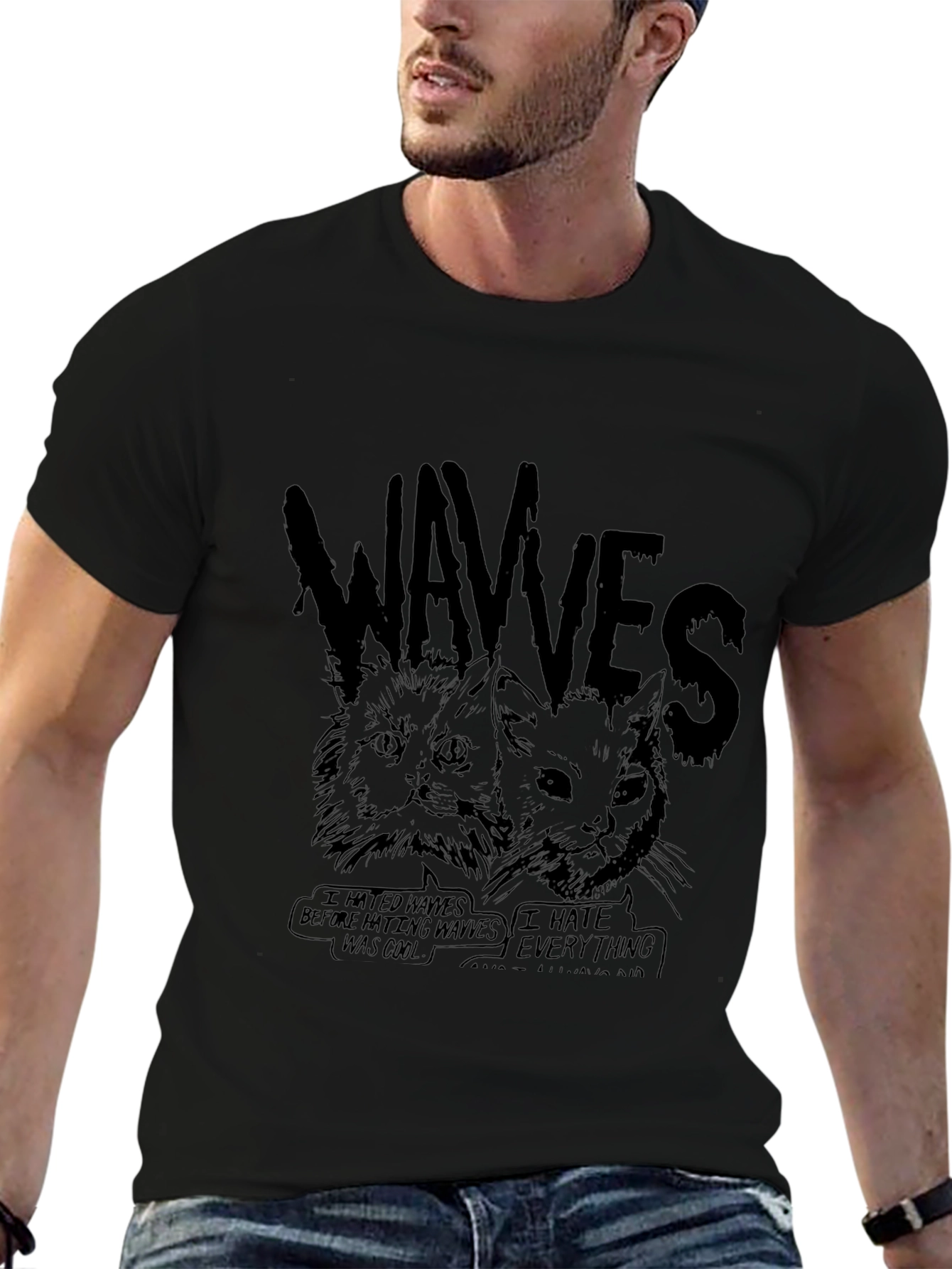 WAVVES Cat Graphic Black T-Shirt
