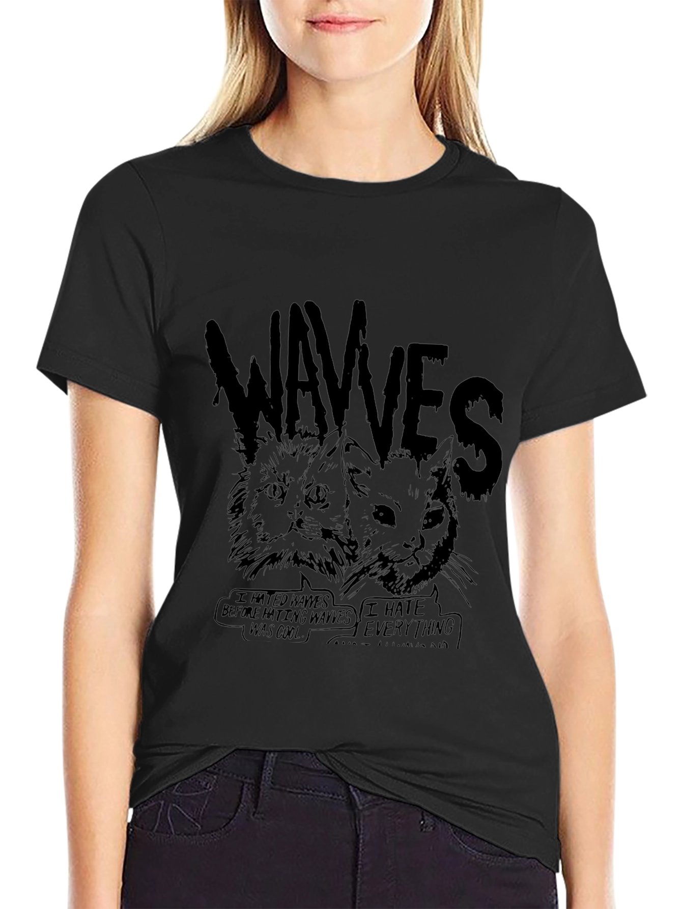 WAVVES Cat Graphic Black T-Shirt