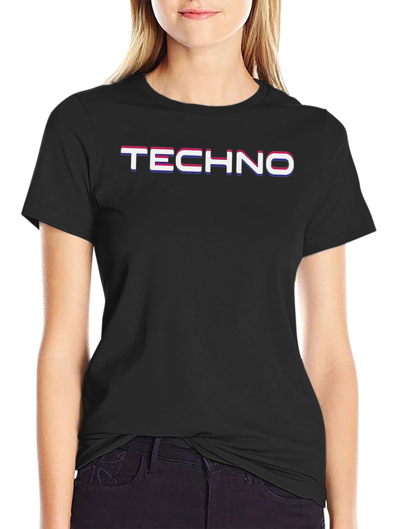 Mens Black TECHNO Graphic Tee