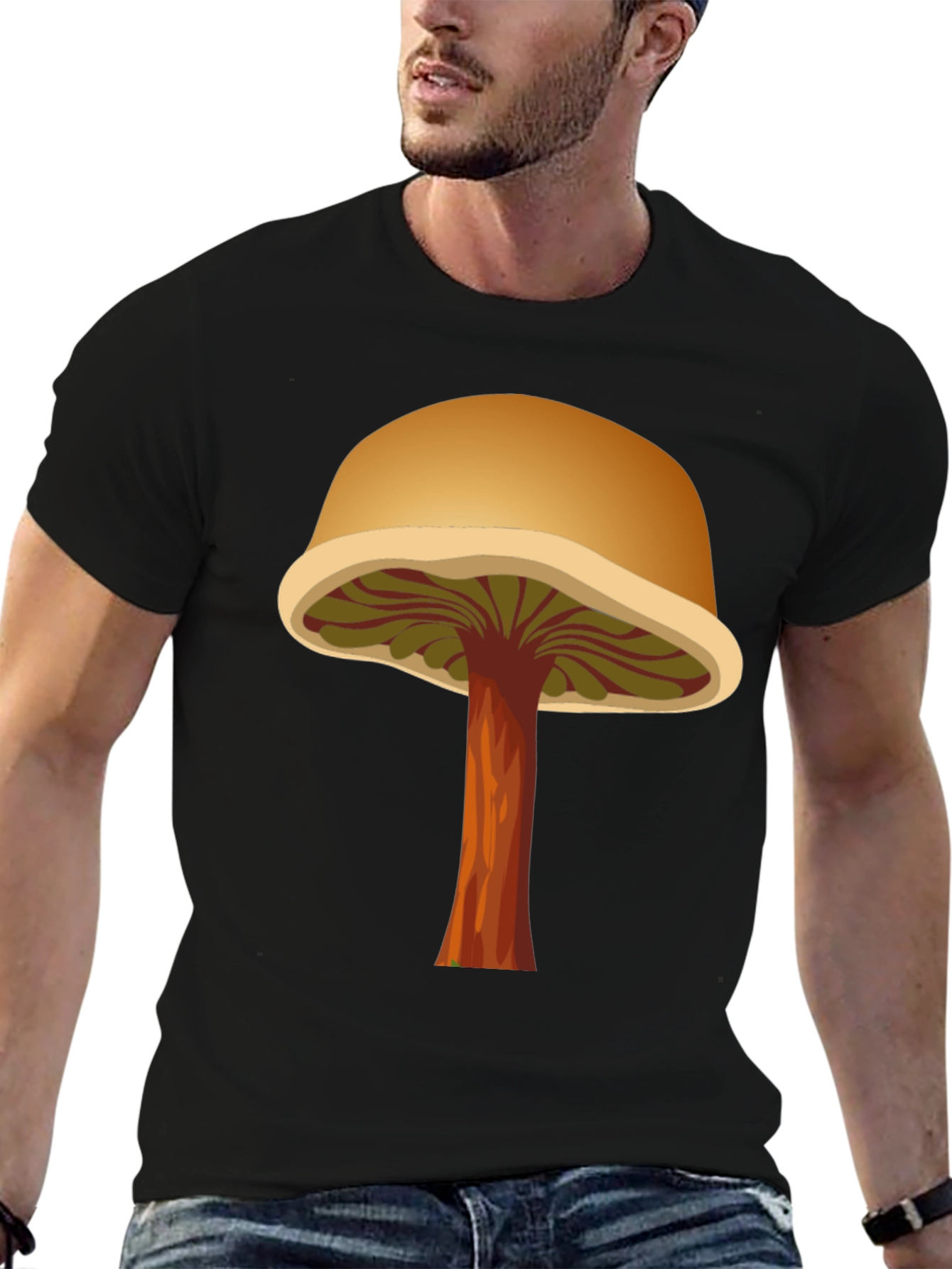 Mushroom Graphic T-Shirt - Black Cotton Tee