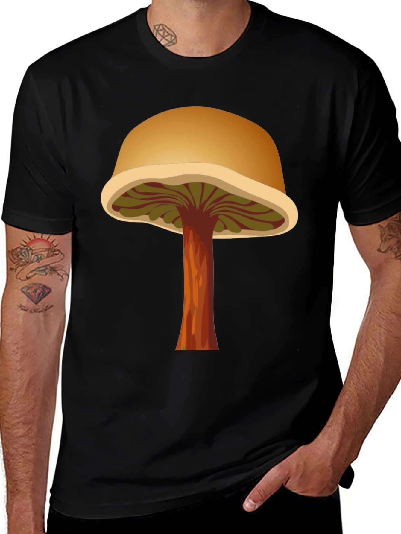 Mushroom Graphic T-Shirt - Black Cotton Tee