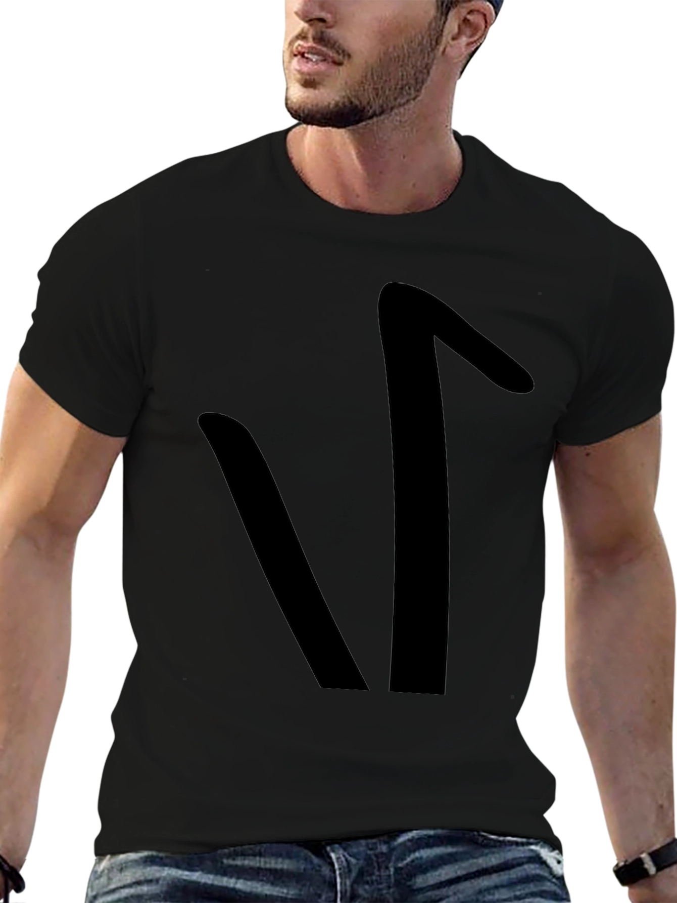 Black T-Shirt with Abstract Design