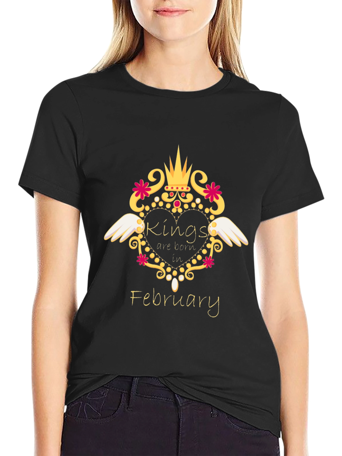 Kings Are Born In February Black T-Shirt