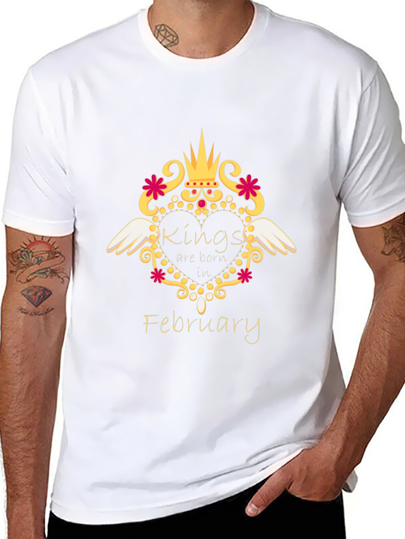 Kings Are Born In February Black T-Shirt