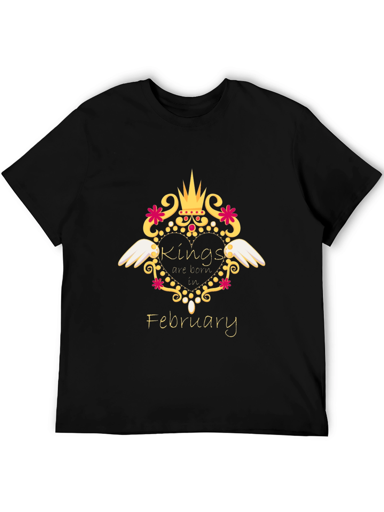 Kings Are Born In February Black T-Shirt