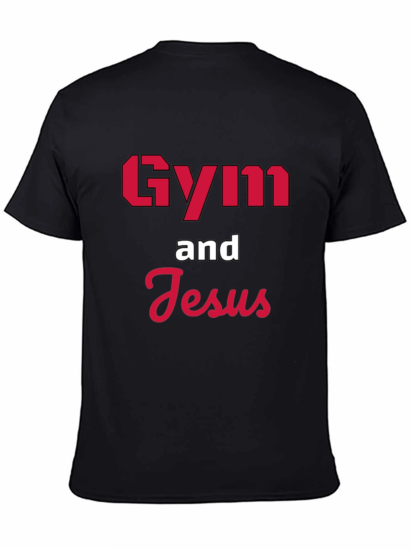 Gym and Jesus Graphic Tee - Black