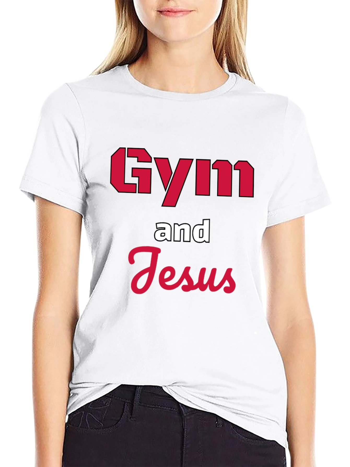 Gym and Jesus Graphic Tee - Black