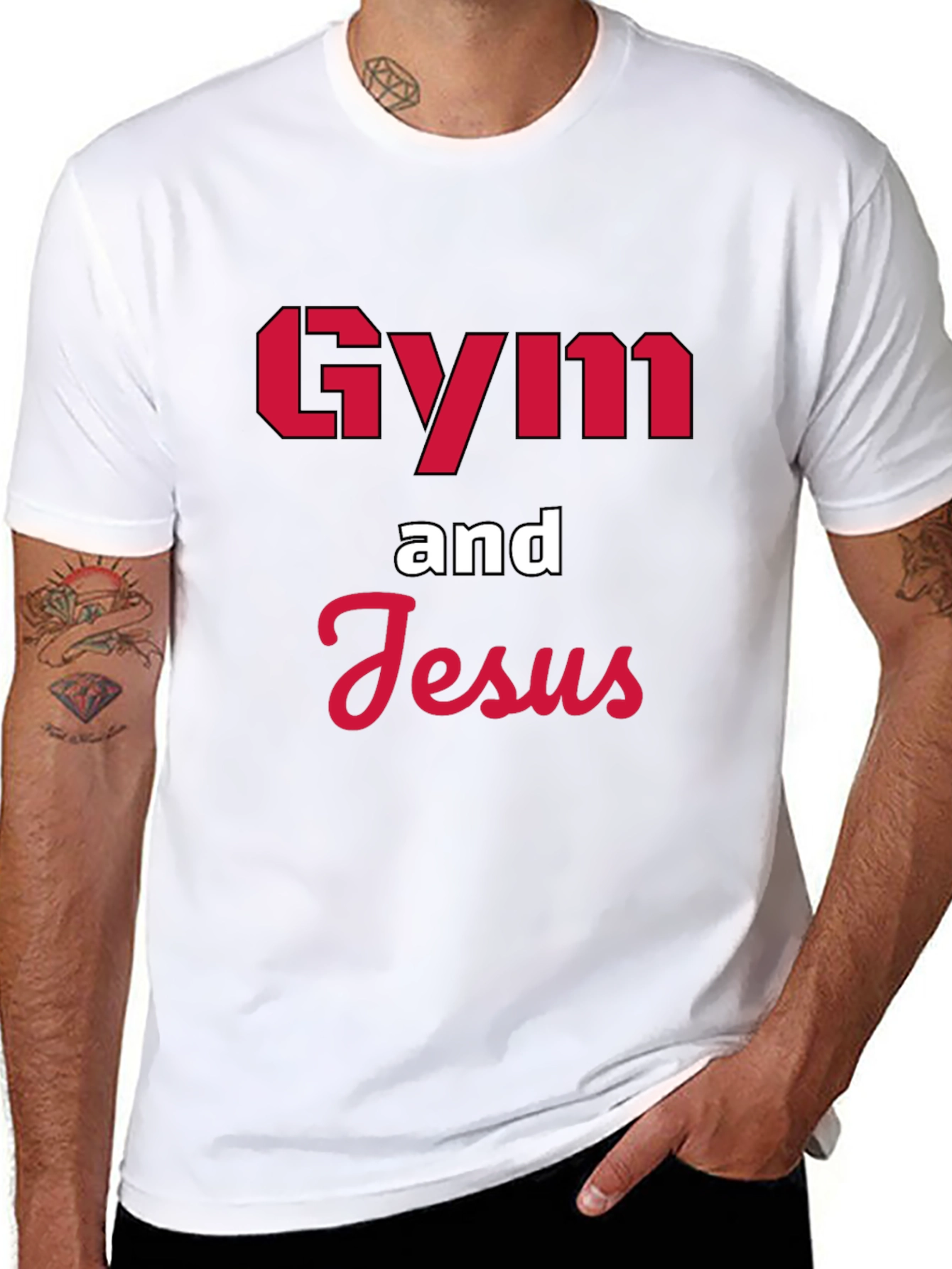 Gym and Jesus Graphic Tee - Black