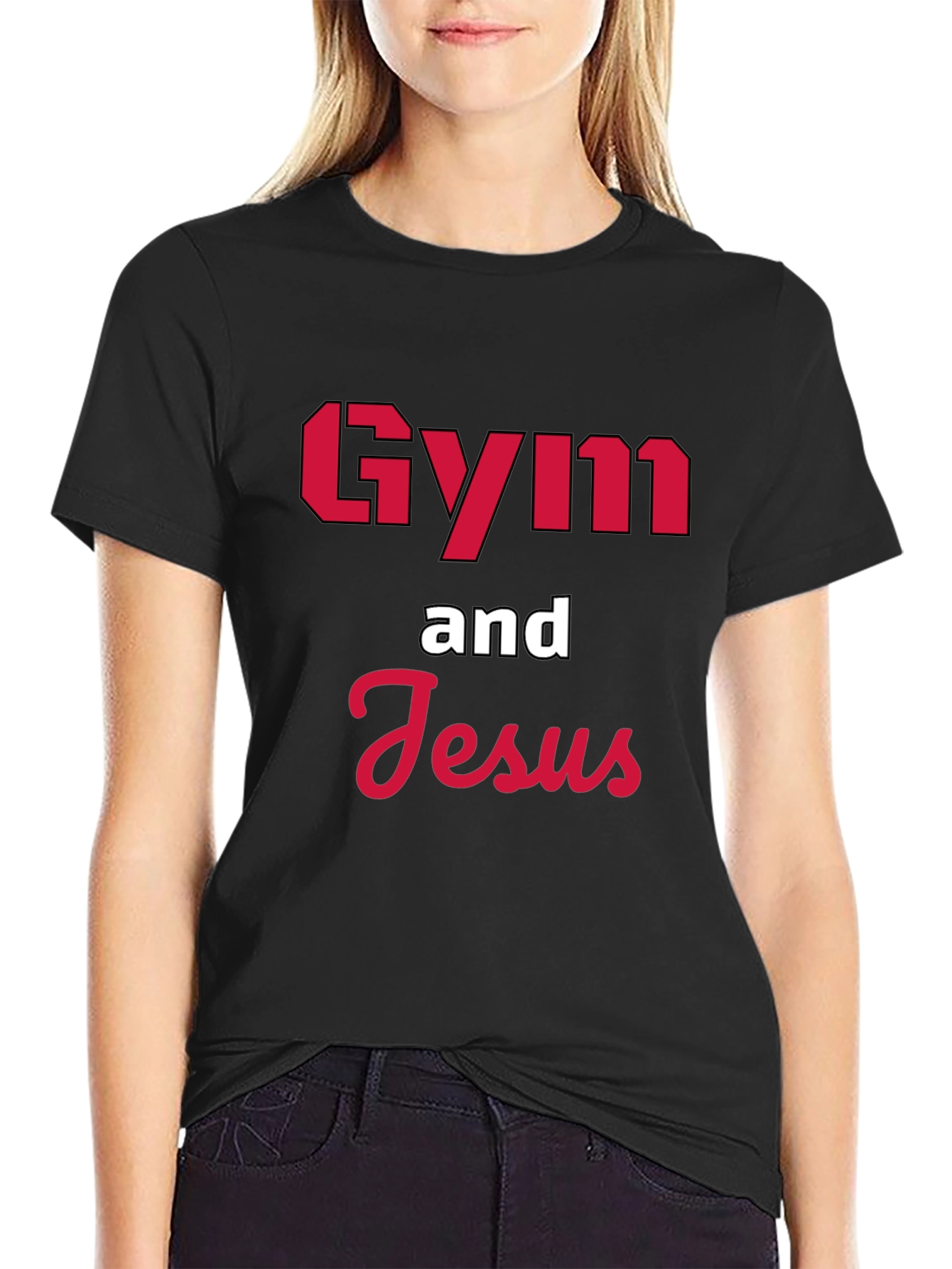 Gym and Jesus Graphic Tee - Black