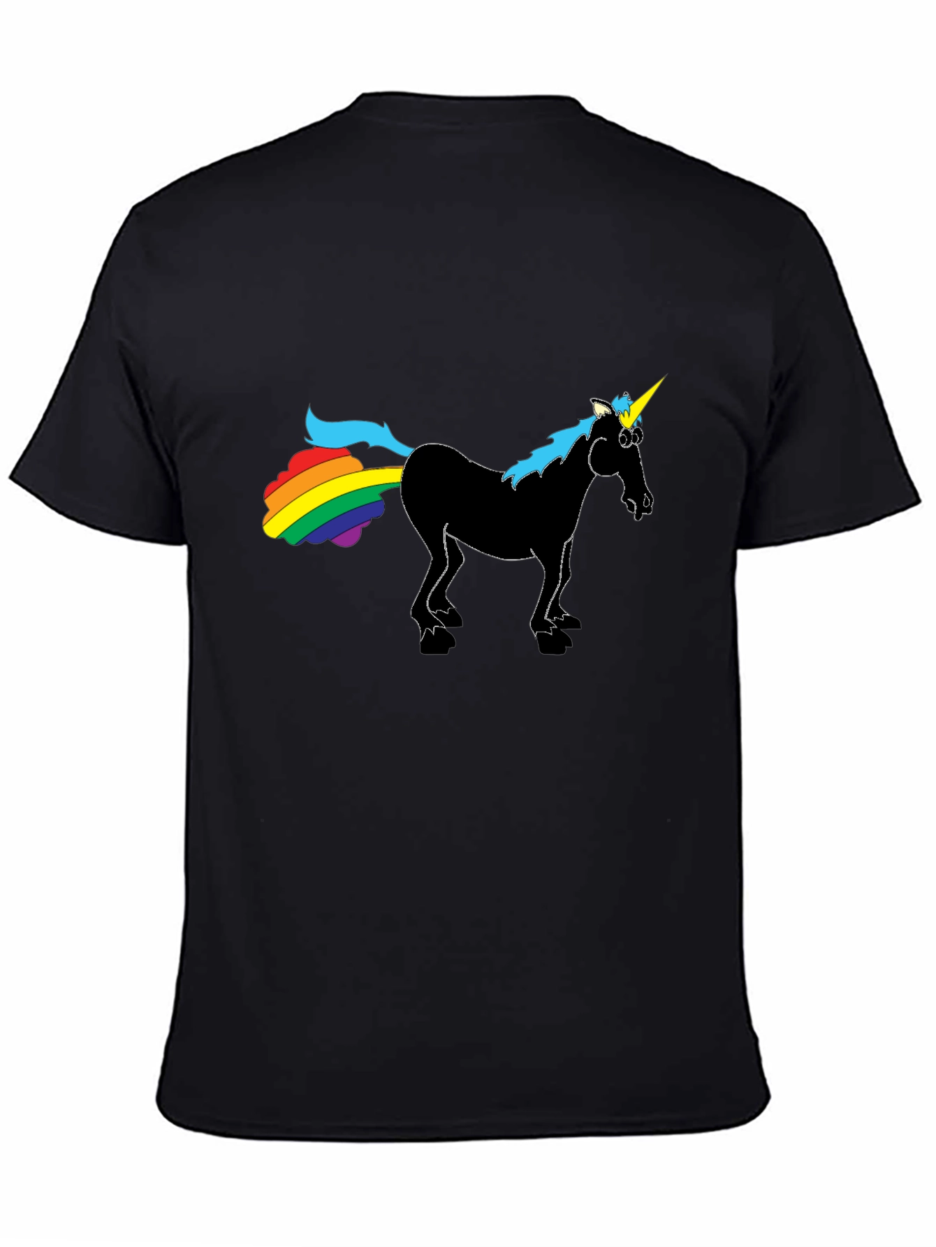 Rainbow Farting Unicorn Black T-Shirt