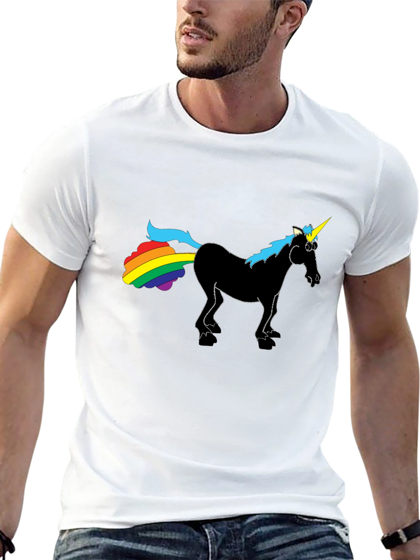Rainbow Farting Unicorn Black T-Shirt