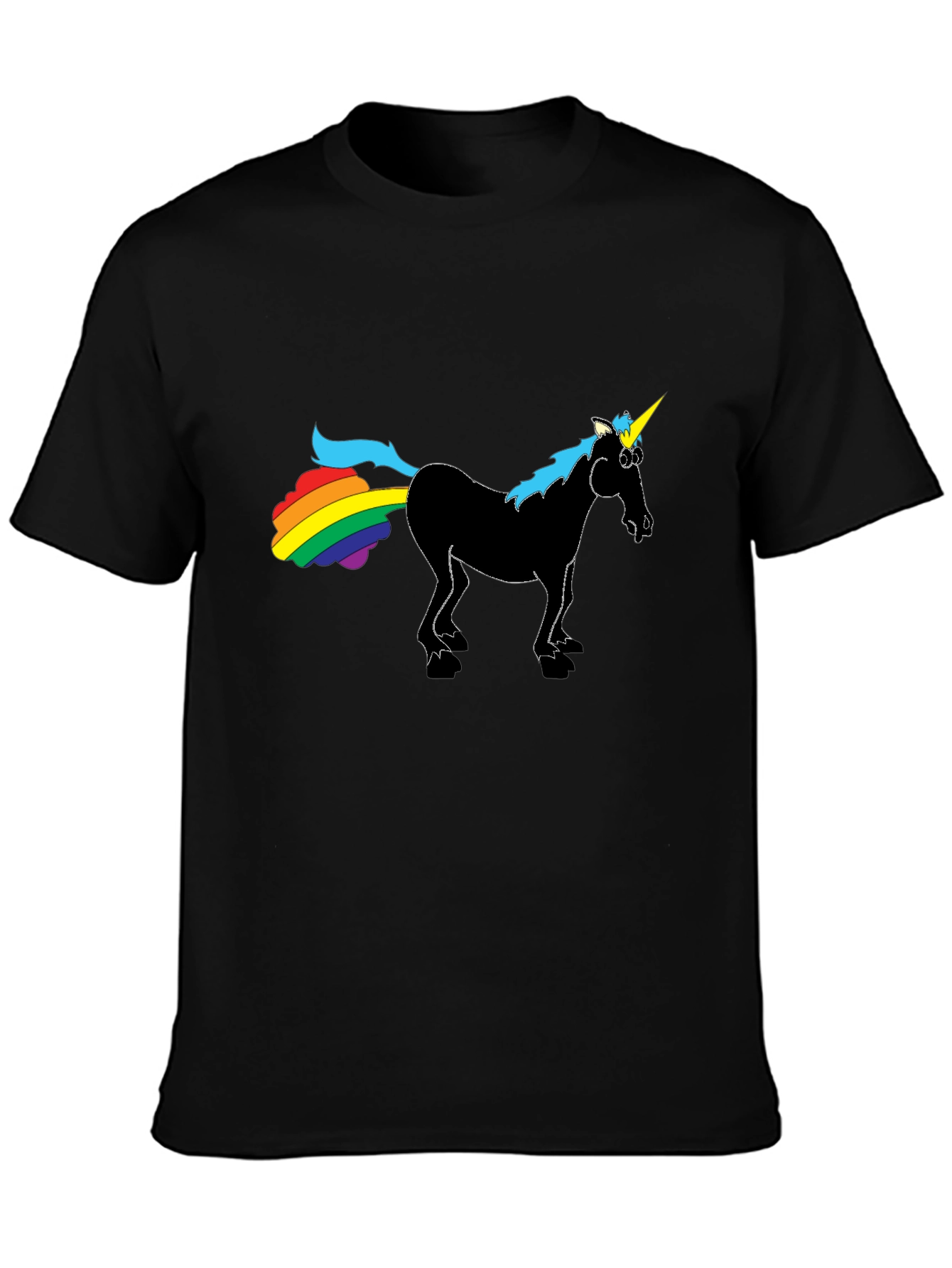 Rainbow Farting Unicorn Black T-Shirt