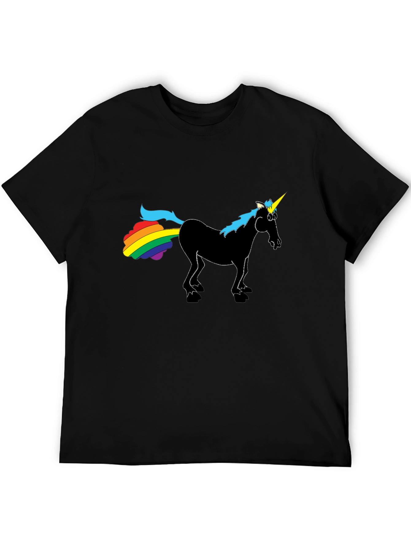Rainbow Farting Unicorn Black T-Shirt