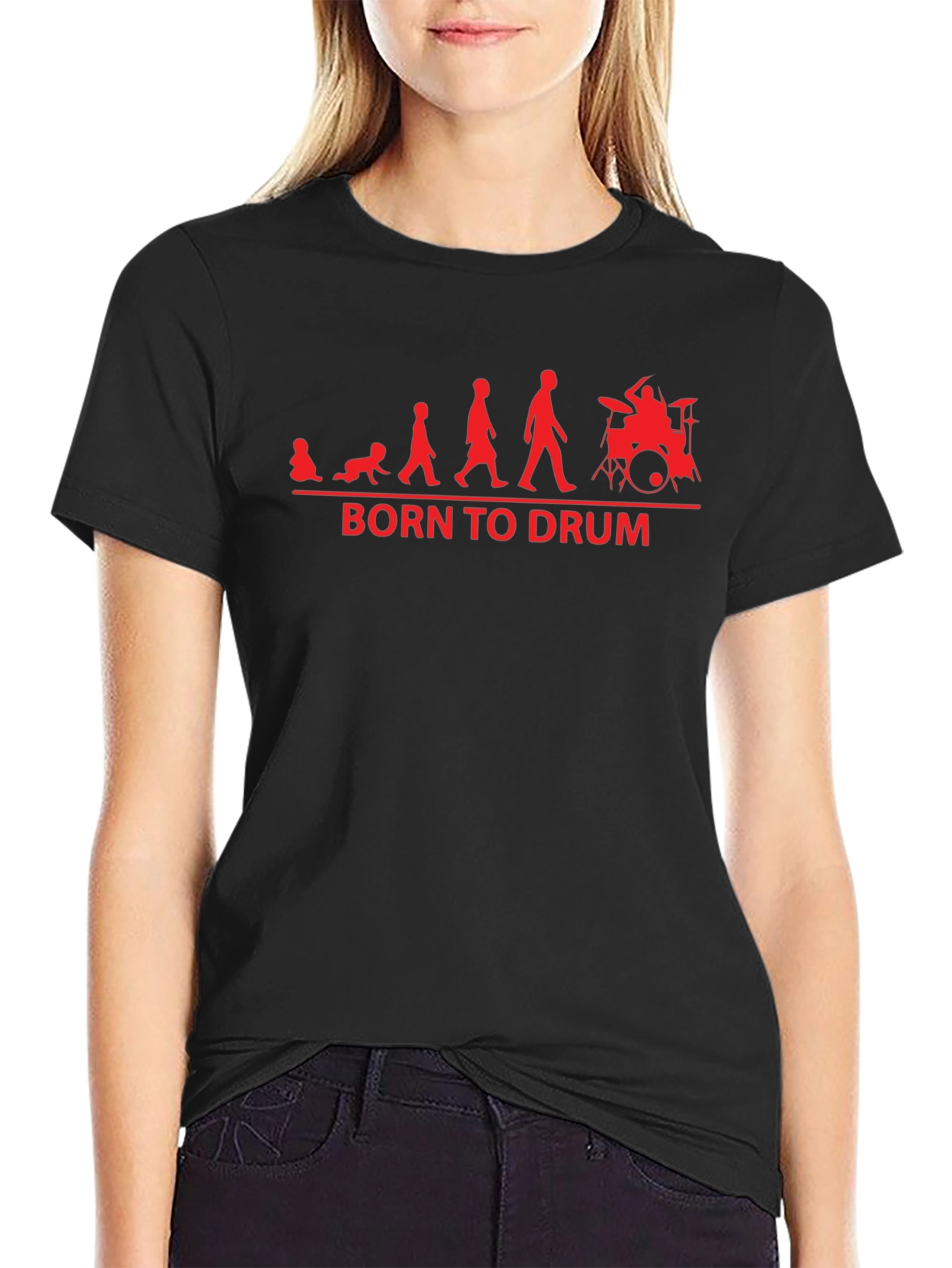 Born To Drum Evolution T-Shirt - Black