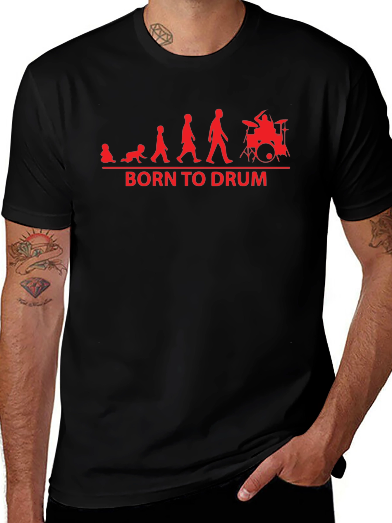 Born To Drum Evolution T-Shirt - Black