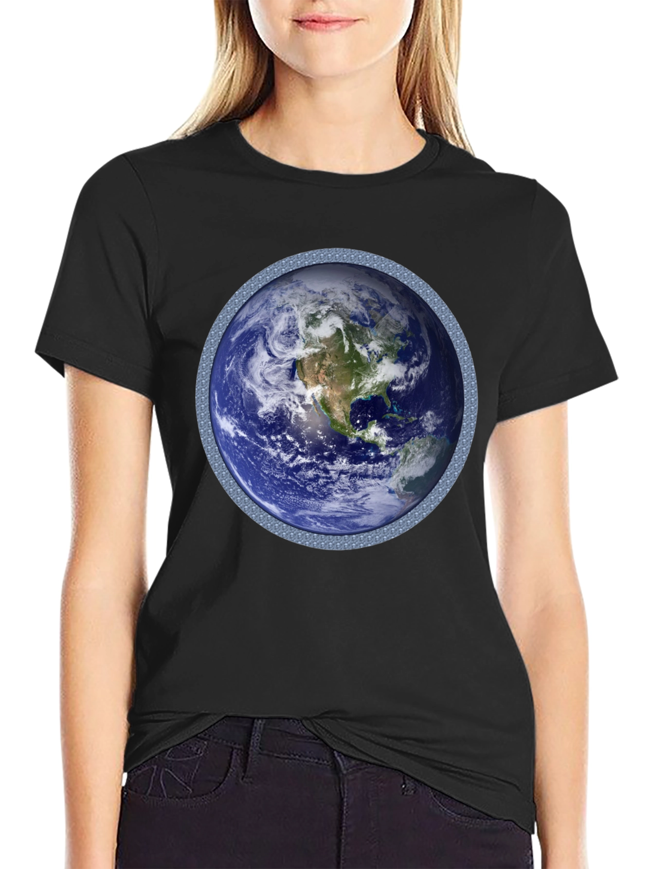 Earth Graphic T-Shirt - Black Cotton Blend
