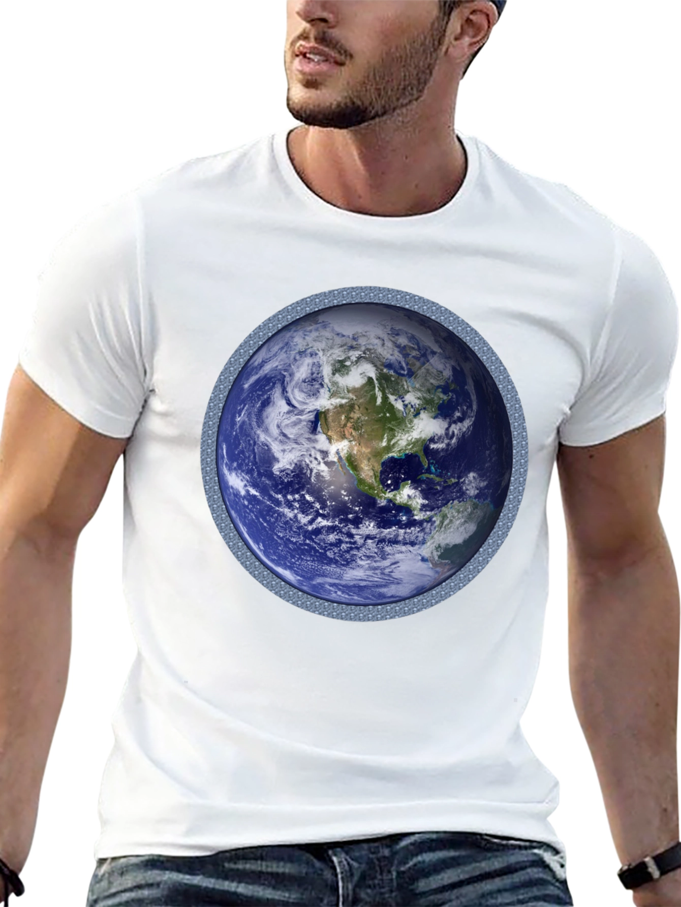 Earth Graphic T-Shirt - Black Cotton Blend