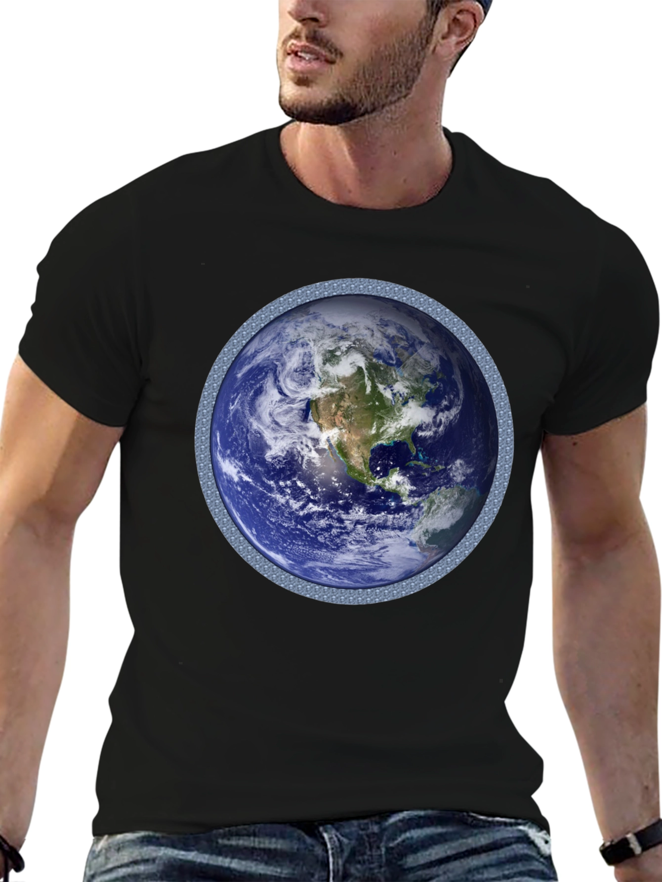 Earth Graphic T-Shirt - Black Cotton Blend