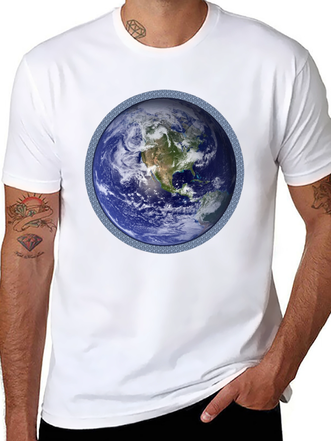 Earth Graphic T-Shirt - Black Cotton Blend