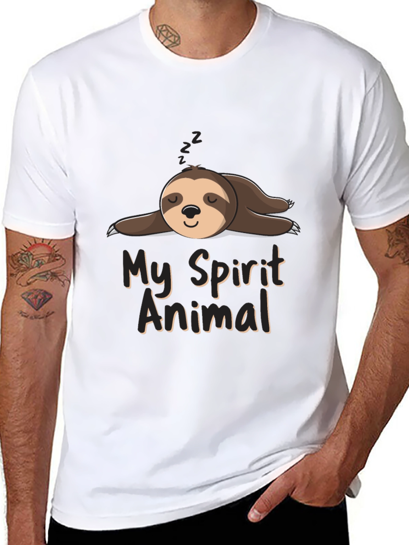Lazy Sloth Spirit Animal Black T-Shirt