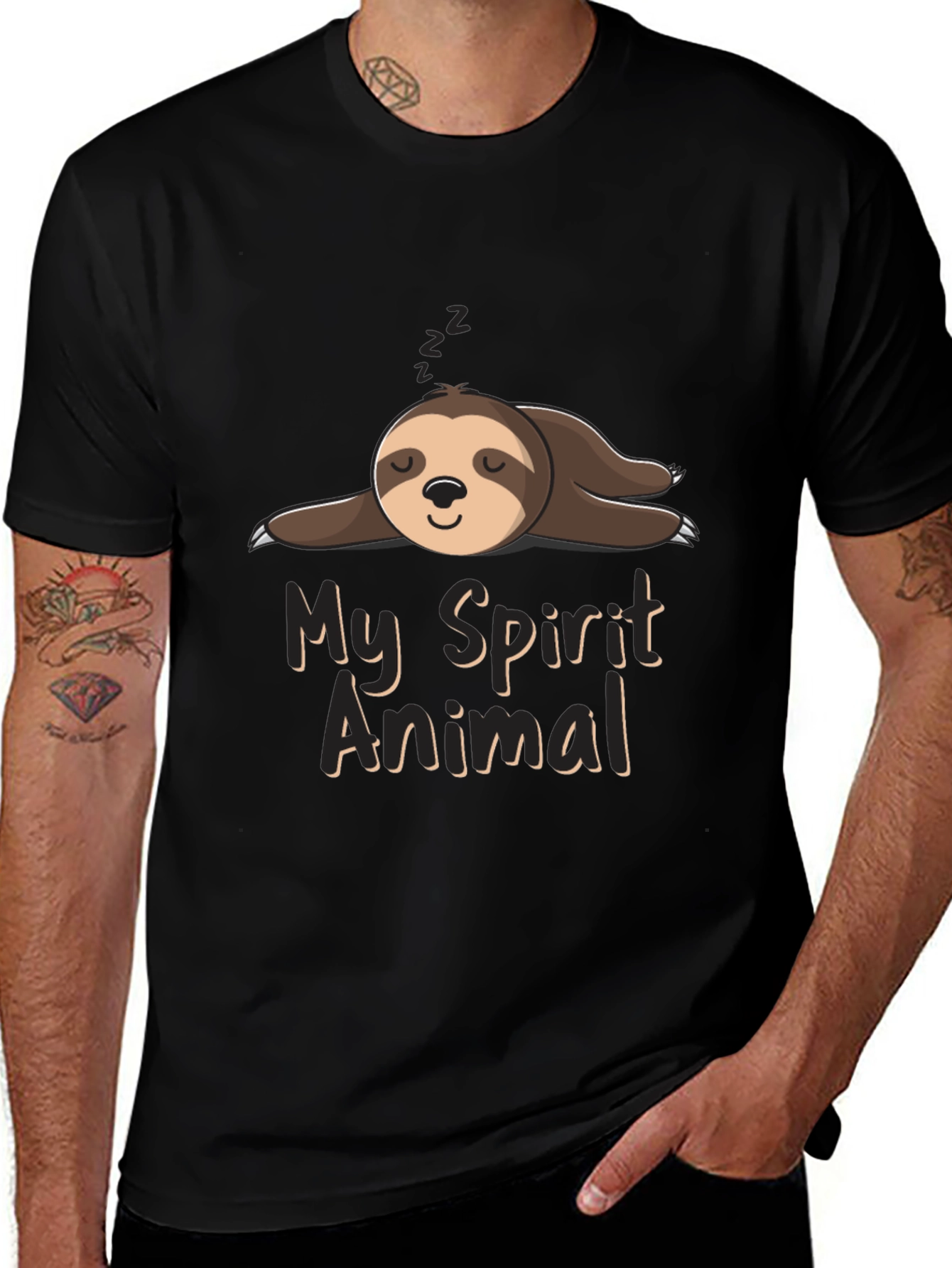 Lazy Sloth Spirit Animal Black T-Shirt