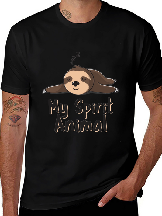 Lazy Sloth Spirit Animal Black T-Shirt