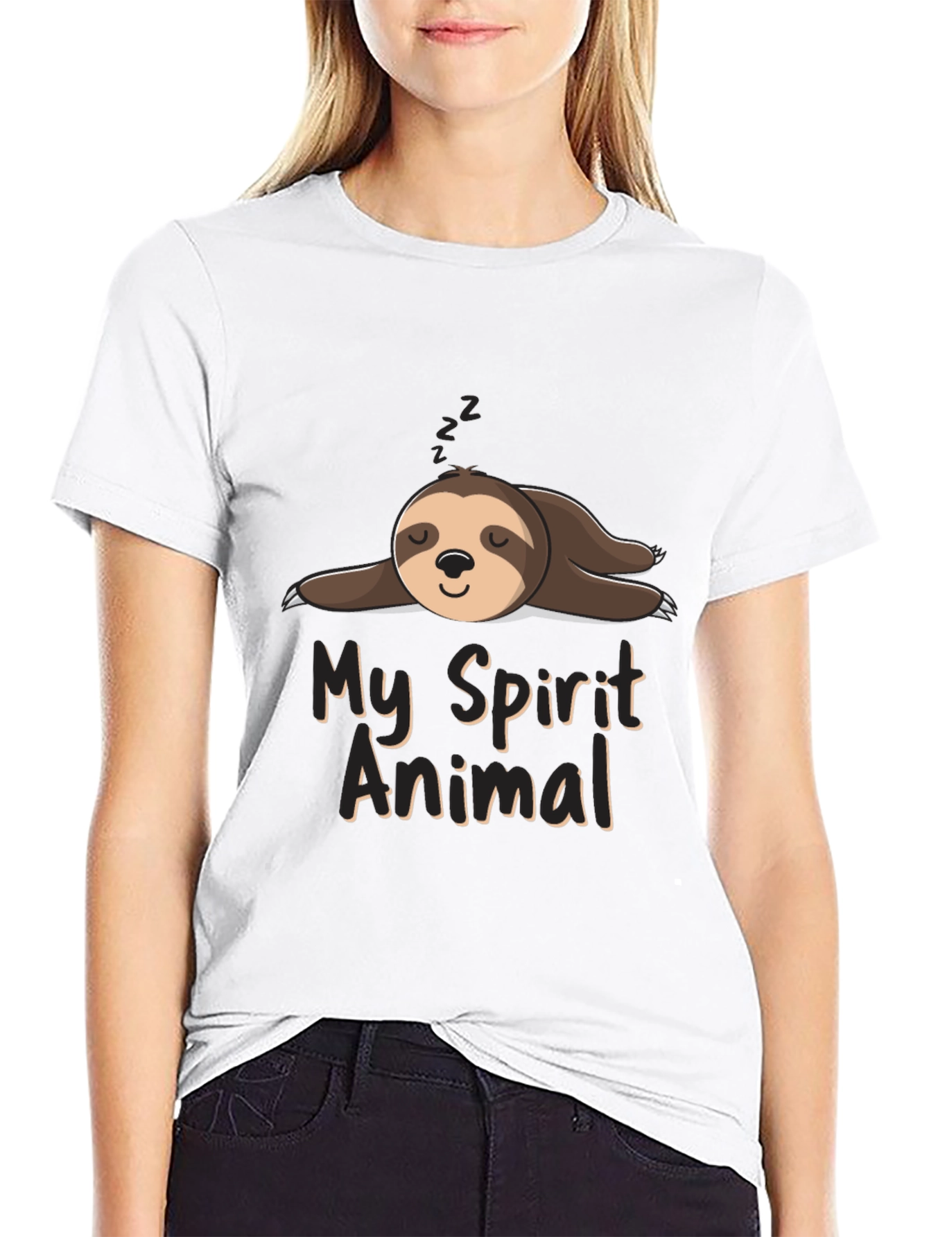 Lazy Sloth Spirit Animal Black T-Shirt