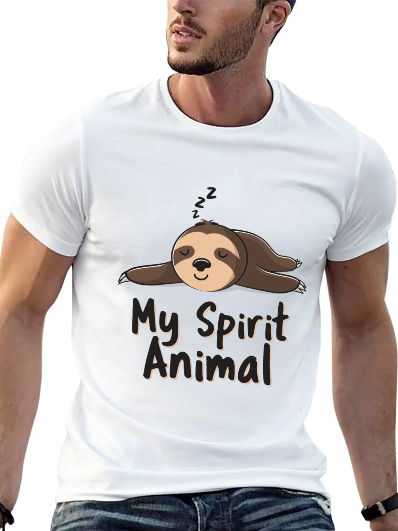 Lazy Sloth Spirit Animal Black T-Shirt